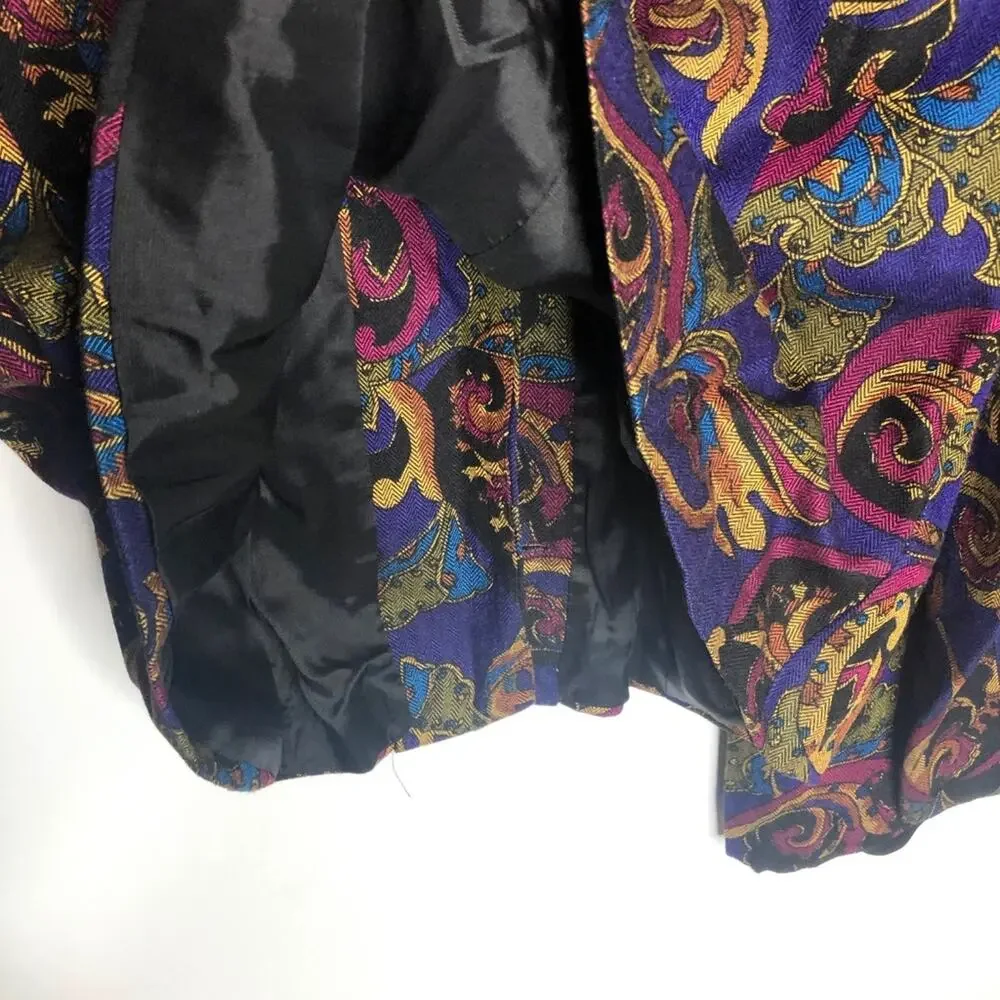 Vintage 1980s Bentley Harris Purple Paisley Skirt Suit